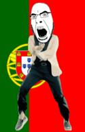 angry animated castle country dance flag full_body gangnam_style glasses irl open_mouth portugal shield soyjak stubble variant:cobson // 300x460 // 500.2KB