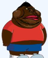 angry arm black_skin cleveland_brown_jr closed_mouth clothes family_guy fat full_body hair italian_chad(namefag) leg looking_to_the_right red_shirt variant:meximutt yellow_sclera // 454x548 // 169.4KB