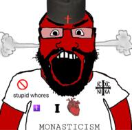 angry beard christianity clothes fume glasses hat heart i_love open_mouth orthodox_church red_skin soyjak tshirt variant:science_lover // 800x789 // 208.3KB