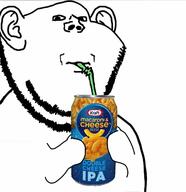 arm beer can drink drinking drinking_straw ear food hand holding_object ipa kraft macaroni_and_cheese soyjak straw stubble subvariant:impdrink text variant:impish_soyak_ears // 1403x1446 // 125.4KB