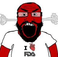 angry arm beard clothes fda fume glasses heart i_love open_mouth red_skin soyjak text tshirt variant:science_lover // 800x789 // 2.4MB