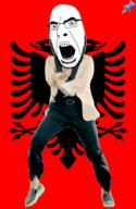 albania animated country dance flag full_body gangnam_style glasses irl open_mouth push_pin soyjak sticky stubble variant:cobson // 300x460 // 397.4KB