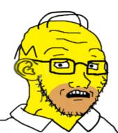 balding beard brown_beard clothes ear glasses half_open_mouth homer_simpson marge scared soyjak stubble the_simpsons variant:soyak yellow_skin // 221x250 // 52.1KB