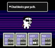 angry animated arm_band closed_mouth earthbound glasses hair nintendo pixel_art soyjak swastika text variant:chudjak video video_game // 256x223 // 6.3MB