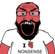 angry arm beard clothes glasses heart i_love nonsense open_mouth red_skin soyjak tshirt variant:science_lover // 800x789 // 106.2KB