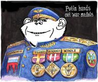 3soyjaks closed_mouth ear hohol medal military military_cap nato pig pink_skin russia russo_ukrainian_war smile soyjak tranny ukraine uniform variant:bernd variant:impish_soyak_ears variant:markiplier_soyjak vladimir_putin // 1024x853 // 1.4MB