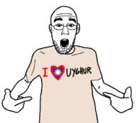 arm clothes ear glasses hand heart i_love open_mouth pointing soyjak stubble taiwan tshirt uyghur variant:shirtjak // 618x559 // 98.3KB