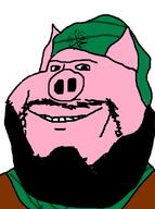 animal arabic_text beard clothes ear hat islam muhammad mustache pig pink_skin smile soyjak text turban variant:impish_soyak_ears // 596x800 // 175.0KB