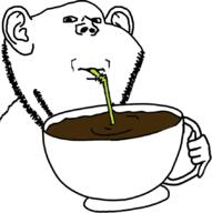 coffee cup drinking drinking_straw ear hand holding_object mug sip soyjak stubble variant:impish_soyak_ears // 845x850 // 138.8KB