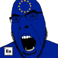 angry blue_skin chemistry element euromutt europe european_union europium flag flag:european_union glasses open_mouth pun soyjak star_(symbol) stubble text variant:cobson // 721x720 // 99.3KB