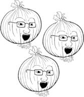 3soyjaks food glasses onion open_mouth soyjak stubble variant:classic_soyjak vegetable // 756x869 // 110.1KB
