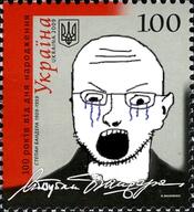 crying ear glasses open_mouth soyjak stepan_bandera stubble text ukraine variant:unknown // 273x300 // 141.0KB