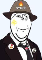 badge cheese closed_mouth clothes fire glasses hamburger hat i_love mushroom necktie onion richard_spencer smile soyjak spade stubble subvariant:wholesome_soyjak text variant:gapejak // 907x1290 // 84.2KB