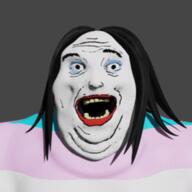 3d angry animated clothes female flag hair makeup open_mouth soyjak stubble thumbnail_glitch tranny tshirt variant:alicia // 255x255 // 667.7KB