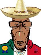 angry award beard bloodshot_eyes clothes euromutt flag:mexico glasses half_open_mouth hat mexico meximutt shitskin sombrero spanish_text subvariant:euromutt sweater taco_bell // 1920x2576 // 3.4MB