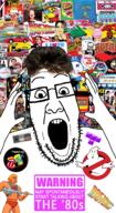 80s angry arnold_schwarzenegger back_to_the_future colorful consoomer decadejak ghostbusters glasses goyslop hair hand max_headroom mtv nintendo nintendo_entertainment_system pacman ronald_reagan terminator tetris variant:feraljak variant:ppp video_game // 1000x1835 // 2.4MB