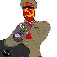 2soyjaks arm bbc clothes communism glasses hammer_and_sickle hand hat kgb lolkek military military_cap nigger open_mouth purple_hair queen_of_spades red_skin smile soot_colors soyjak stubble text tongue tranny tshirt variant:bernd variant:cobson yellow_teeth // 2000x2000 // 505.7KB
