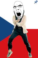 animated country czechia dance flag full_body gangnam_style glasses irl open_mouth push_pin soyjak sticky stubble variant:cobson // 300x460 // 271.9KB