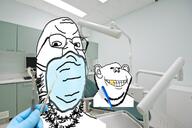 2soyjaks chair computer dentist ear glasses irl_background mask smile soyjak sparkle stubble teeth toothbrush variant:gapejak variant:impish_soyak_ears // 1280x850 // 913.7KB