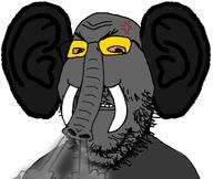 anger_mark angry animal bloodshot_eyes ear elephant fume glasses grey_skin large_ear mustache soot soot_colors soyjak soyjak_party stubble tusk variant:gapejak // 717x606 // 143.3KB