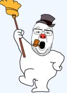 broom clothes frosty_the_snowman full_body glasses hat holding_object nikocado_avocado pipe snowman soyjak stubble variant:unknown // 1127x1562 // 42.1KB