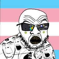 angry bbc blush discord flag glasses multiple_soyjaks nose_piercing open_mouth painted_nails queen_of_spades small_eyes smile smug soyjak soyjak_cafe stubble tattoo tranny variant:cobson variant:feraljak yellow_teeth // 1024x1024 // 221.6KB