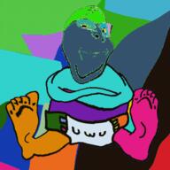animated arm clothes colorful crossed_arms deformed diaper fast foot full_body glasses hand leg piss poop poopjak sitting smile soyjak stubble subvariant:wholesome_soyjak variant:gapejak // 400x400 // 710.4KB