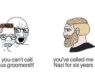 chad crying glasses groomer nazism nordic_chad open_mouth soyjak stubble text variant:classic_soyjak zoomer // 680x576 // 206.3KB