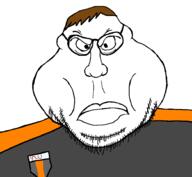 angry badge brown_hair cheeks closed_mouth dan fat fixed glasses soybooru soyjak stubble subvariant:meximutt_front variant:meximutt // 918x845 // 25.4KB