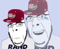2soyjaks cap closed_mouth clothes crying dr_pepper glasses hat laughing libertarian looking_at_you neutral open_mouth politics rand_paul soyjak stubble tshirt variant:cobson // 469x385 // 137.6KB