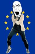 animated dance europe flag flag:european_union gangnam_style glasses open_mouth soyjak stubble teeth variant:cobson // 300x460 // 527.3KB