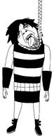 cartoon clothes full_body goth hair hanging i_can't_sleep_(cartoon) nya_(character) open_mouth rope soyjak stubble suicide tagme_character_name tongue variant:bernd // 1045x2595 // 129.4KB