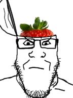 angry food foodjak fruit glasses guy_with_head_open_strawberry_funny head_box soyjak strawberry stubble variant:markiplier_soyjak // 600x800 // 34.4KB