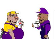 button clothes coffee cup drinking ear garlic gun hat lip mustache obese overalls pepsi pocket revolver side_eye side_profile soda straw stubble subvariant:euromutt subvariant:impish_amerimutt variant:impish_soyak_ears variant:markiplier_soyjak waluigi wario // 1102x800 // 254.7KB