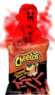 angry bag cheeto chip clenched_teeth ear fire glasses red_skin soyjak stubble text variant:feraljak // 1731x3000 // 1.6MB