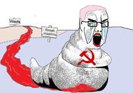 angry blood communism crying finnish_text glasses hammer_and_sickle lipstick nose_piercing open_mouth pink_hair sign slug soyjak variant:chudjak // 2754x1920 // 455.1KB
