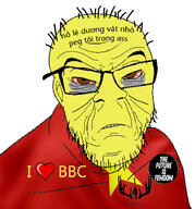 angry asian balding bant_(4chan) bbc bloodshot_eyes clothes cuck femdom femdomcuck flag glasses text variant:feraljak vietnam wrinkles yellow_skin // 840x900 // 139.9KB
