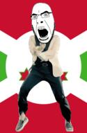 angry animated burundi country dance flag full_body gangnam_style glasses irl open_mouth soyjak star stubble variant:cobson // 300x460 // 497.0KB