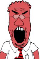 angry clothes dilbert glasses hair necktie no_eyes open_mouth red_skin soyjak stubble subvariant:science_lover variant:markiplier_soyjak // 968x1396 // 328.4KB