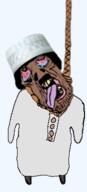 arab brown_skin clothes crying deformed full_body hand hanging hat islam leg mustache open_mouth rope soyjak stubble suicide tongue transparent variant:bernd yellow_teeth // 174x382 // 45.3KB