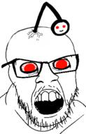 angry antenna glasses open_mouth red_eyes reddit snoo stubble variant:feraljak vein // 805x1254 // 238.2KB