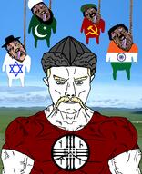 a10_eyes beard blond börk_hat clothes communism crescent_and_star crying dark_hair dark_skin eyebrows flag:india hair hammer_and_sickle hanging hat indian looking_at_you moustache muscular_male nigger open_mouth red_eyes red_shirt red_star shangrak star_of_david tengrism tongue_out total_commie_death total_jew_death total_muslim_death total_nigger_death total_pajeet_death total_tvrkic_victory turk turkic_paganism variant:chudjak white_skin yellow_teeth // 1059x1303 // 684.1KB