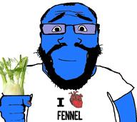 arm balding beard blue_skin calm closed_mouth fennel glasses hair hand holding_object i_love plant subvariant:science_lover text variant:markiplier_soyjak // 1001x892 // 306.4KB