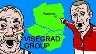 2soyjaks arm blue_eyes brown_hair clothes czechia ear flag hair hand hungary jacket map mustache nose open_mouth pointing poland redraw slovakia three_stripes track_suit tripoloski variant:two_pointing_soyjaks visegrad warsaw white_skin yellow_hair zipper // 1280x720 // 137.2KB