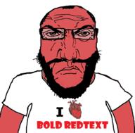 arm beard clothes frown glasses heart i_love punisher_face red_skin redtext soyjak text tshirt variant:science_lover // 680x671 // 135.6KB