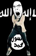 angry animated arabic_text dance flag full_body gangnam_style glasses irl isis open_mouth soyjak stubble variant:cobson // 300x460 // 510.5KB