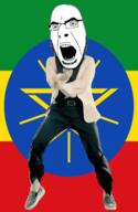 angry animated circle country dance ethiopia flag full_body gangnam_style glasses irl open_mouth pentagram soyjak stubble variant:cobson // 300x460 // 503.8KB