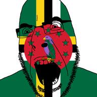 angry animal bird country dominica flag glasses open_mouth parrot soyjak star stubble variant:cobson // 721x720 // 53.0KB
