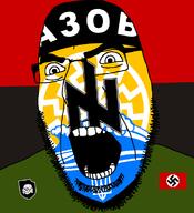 angry azov_battalion black_sun country flag glasses nazism open_mouth skull soyjak stubble swastika ukraine variant:cobson // 721x789 // 103.5KB