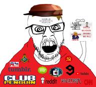 9gag angry arm central_intelligence_agency clothes club_penguin cnn communism crazed democratic_party fal freemason glasses hammer_and_sickle hand holding_object minecraft mustache open_mouth paper reddit republican_party roblox soyjak spotify stubble tumblr variant:feraljak video_game world_economic_forum youtube // 1007x916 // 322.2KB
